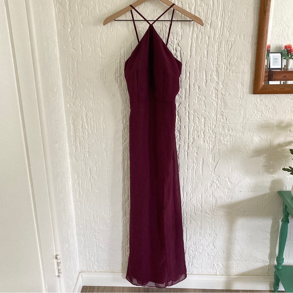 Birdy Grey Dark Red Sleeveless Gown Dress Size Small
